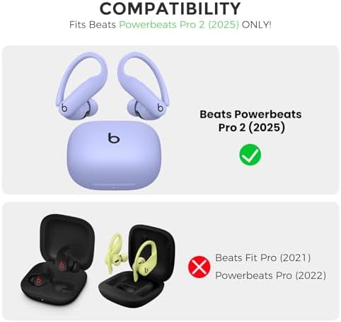 AhaStyle Silicone Coque Beats Powerbeats Pro 2025 - Housse de Protection Antichocs, Logo Visible, Kit Nettoyage Inclus [