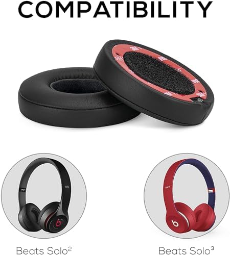 Beats Solo 2/3 Coussins d'Oreille Remplacement en CuirPU-Noir 1 Paire