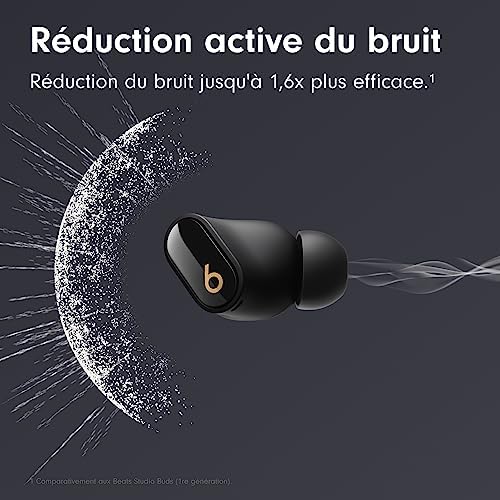 Beats Studio Buds + | Écouteurs Bluetooth Sans Fil Noir/Or - Réduction du Bruit, Compatible iOS et Android, Hauts Parleu