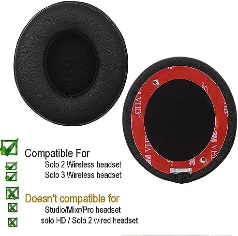 Cushions de Casque Solo 2, Solo |0 et Solo 3 en Cuir Protéiné Doux (Noir)