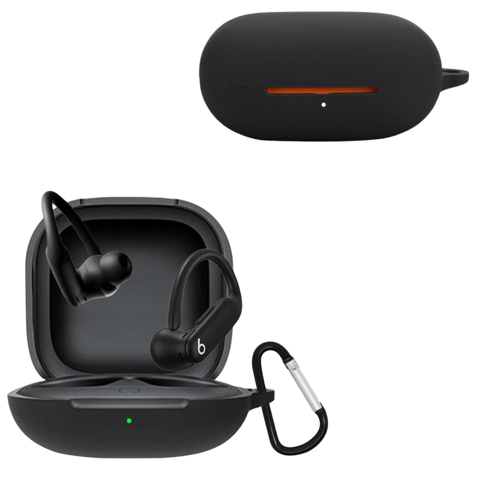 MEMELOKA Coque Antichoc en Silicone Souple pour Beats Powerbeats Pro 2 - Noir pour Sportif Actif - Protection Élevée - N